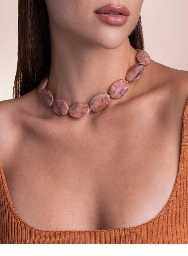SNGIA Large Red Brown Burgundy Resin Acrylic Beaded Choker Statement Necklace for Women by SNGIA, Maroon Chunky Spiritual Healing Costume Chain Link Collar Jewelry, Colorful Thick Bold Trendy Bohemian Mala Bead Preppy Retro Handmade Exaggerated Gifts, Bulky Vintage Unique Cute Baroque Summer Fall Winter Beach Fashion Nickle Free Charm Accessories - Image 4